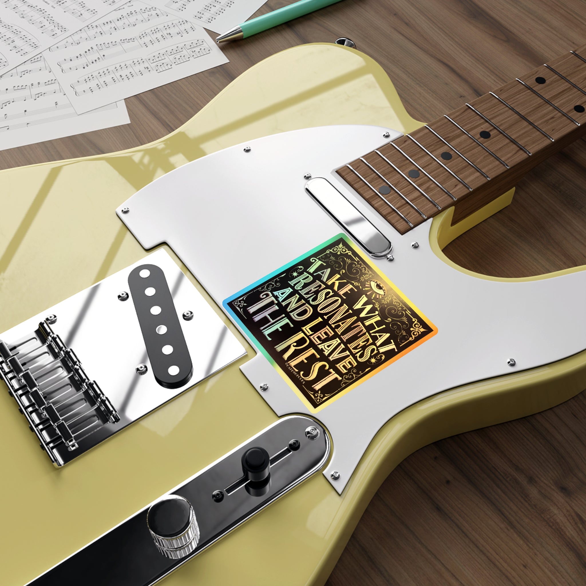 Take What Resonates and Leave The Rest Quote - 4 inch x 4 inch Holographic Die-cut Stickers