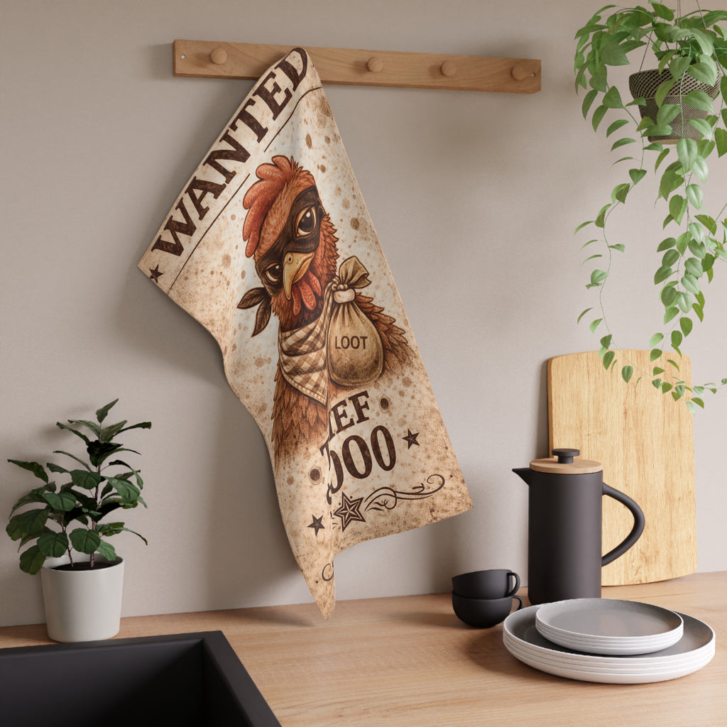 Retro Western Funny Chicken Farmhouse Tea Towel — Design by Leah Quinn©