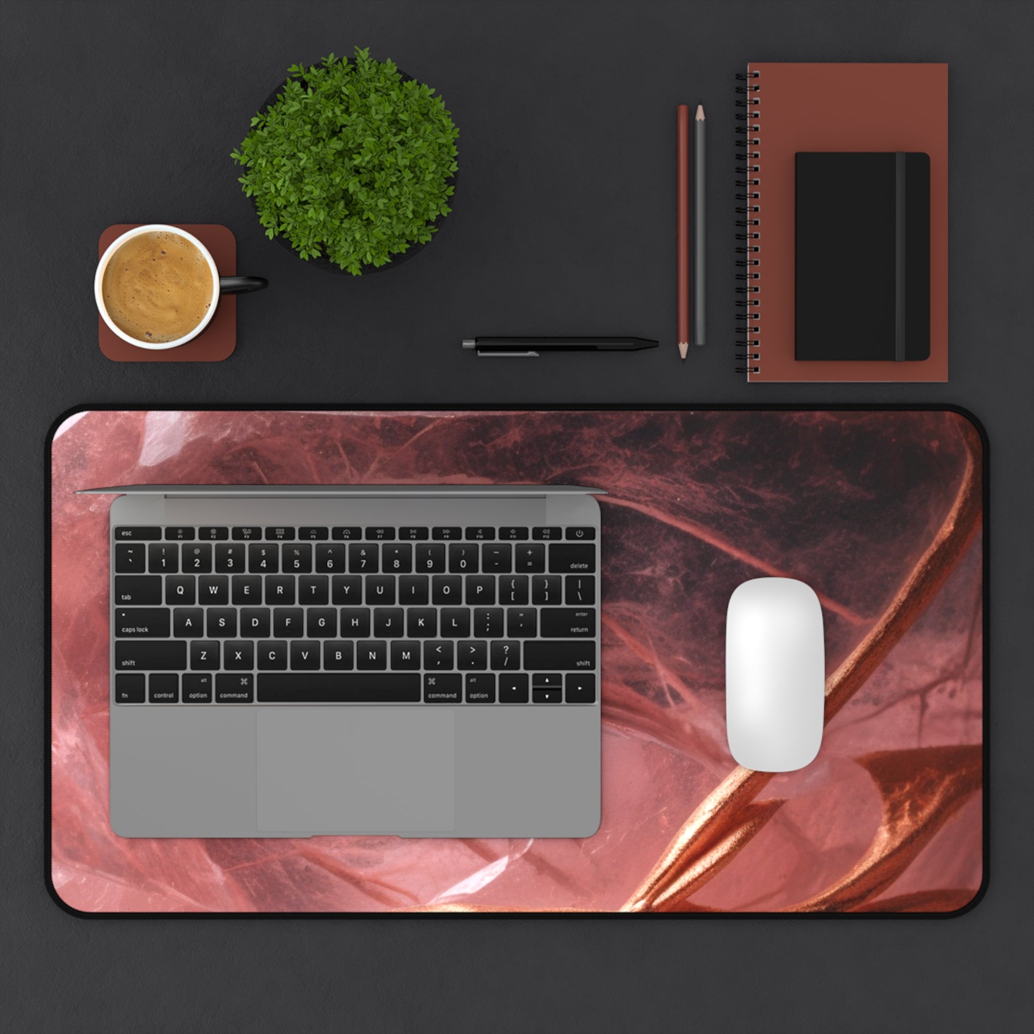 Rose Quartz Crystal Desk Mat — Extra Large Mouse Pad for Tarot Readings