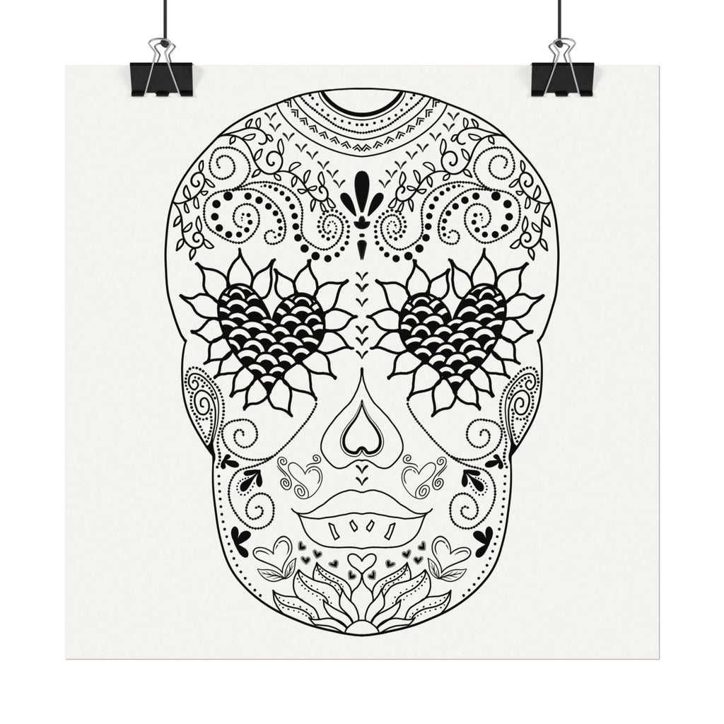 Sugar Skull Day of the Dead Number 3 Coloring Poster on Fine Textured Watercolor Matte Print - Make Your Coloring Pages Stand Out!