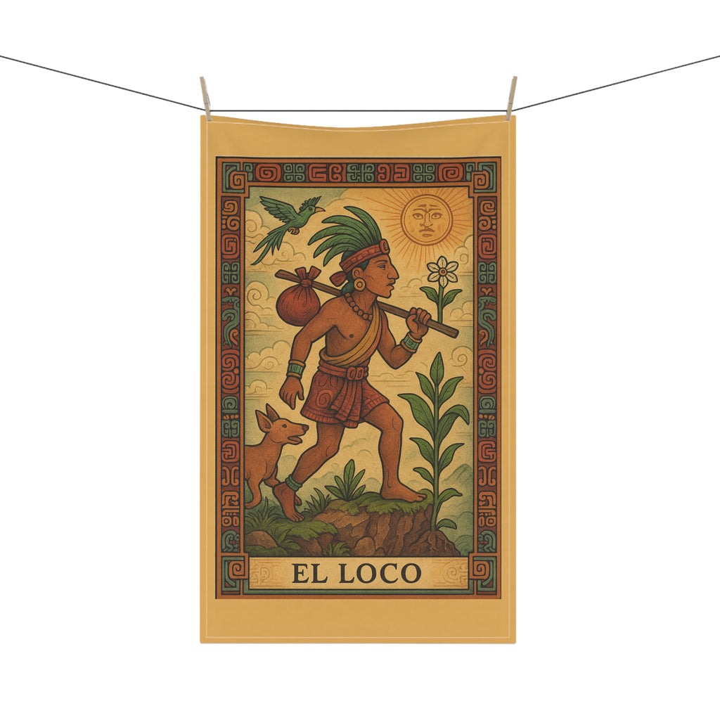 El Loco - The Fool Tarot Card Kitchen Tea Towel — Aztec Inspired by Leah Quinn Design©