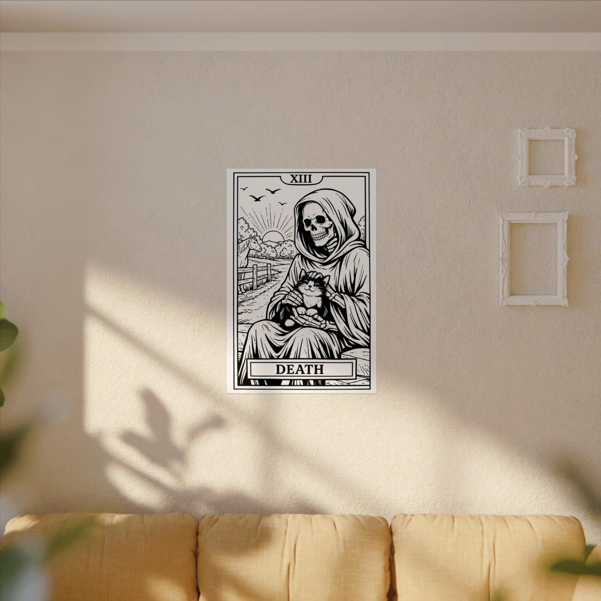 Death Tarot Coloring Poster — Textured Watercolor Matte Wall Art (Large)