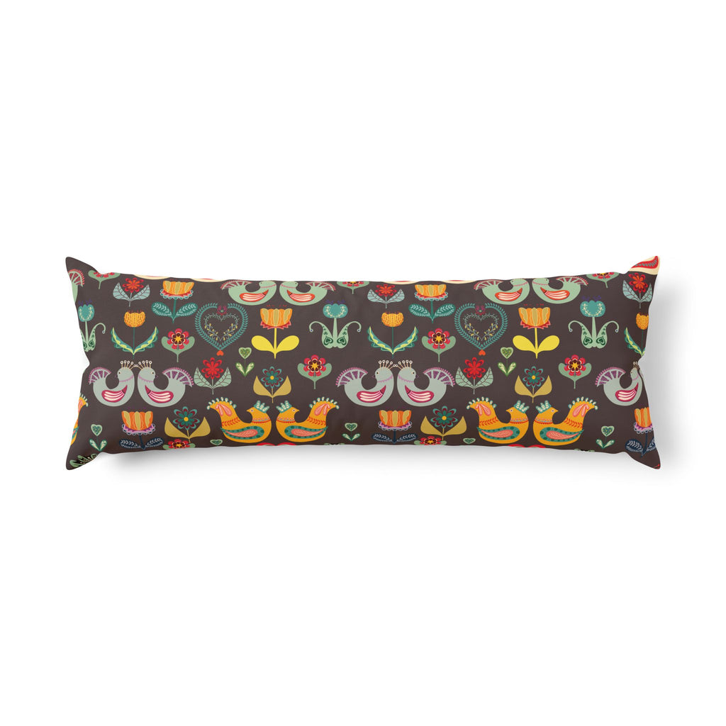 Bohemian Floral Folk Farmhouse Body Pillow — Support Cushion