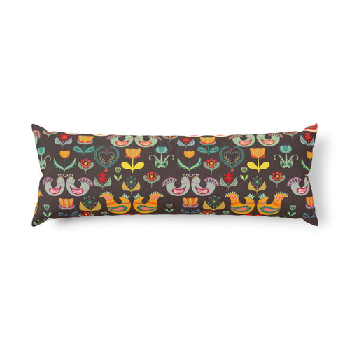 Bohemian Floral Folk Farmhouse Body Pillow — Support Cushion
