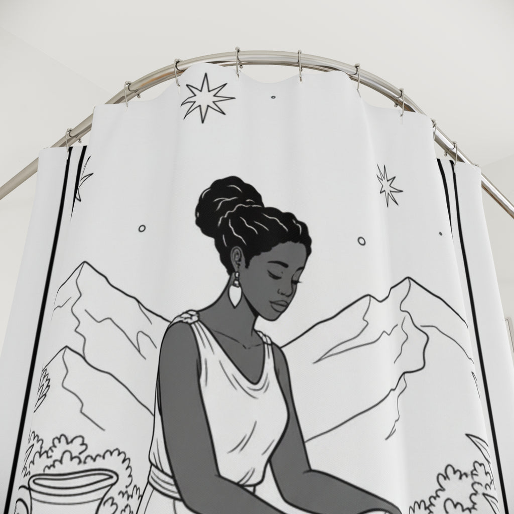 The Star Tarot Card Shower Curtain — Boho Spiritual Color-Your-Own Shower Curtain