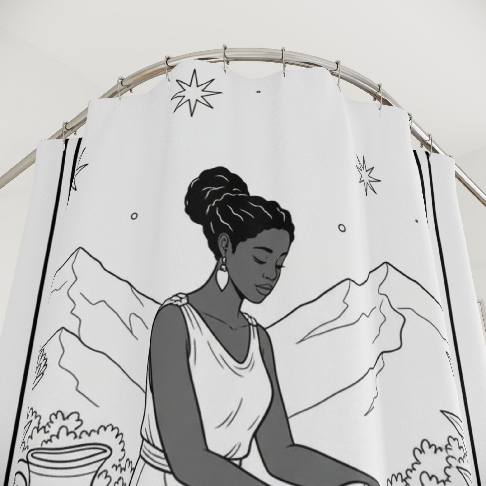 The Star Tarot Card Shower Curtain — Boho Spiritual Color-Your-Own Shower Curtain