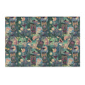 Kitschy Tiki in Pine Green Area Rug — Distressed Ornamental Accent Rug for Living Room, She-Sheds & Man Caves