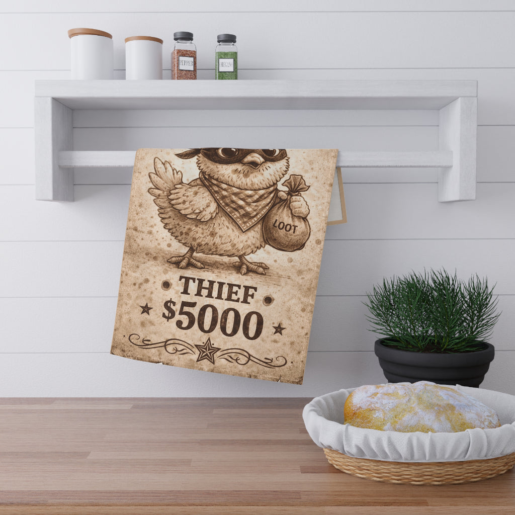 Retro Western Funny Young Chick Farmhouse Tea Towel — Design by Leah Quinn©