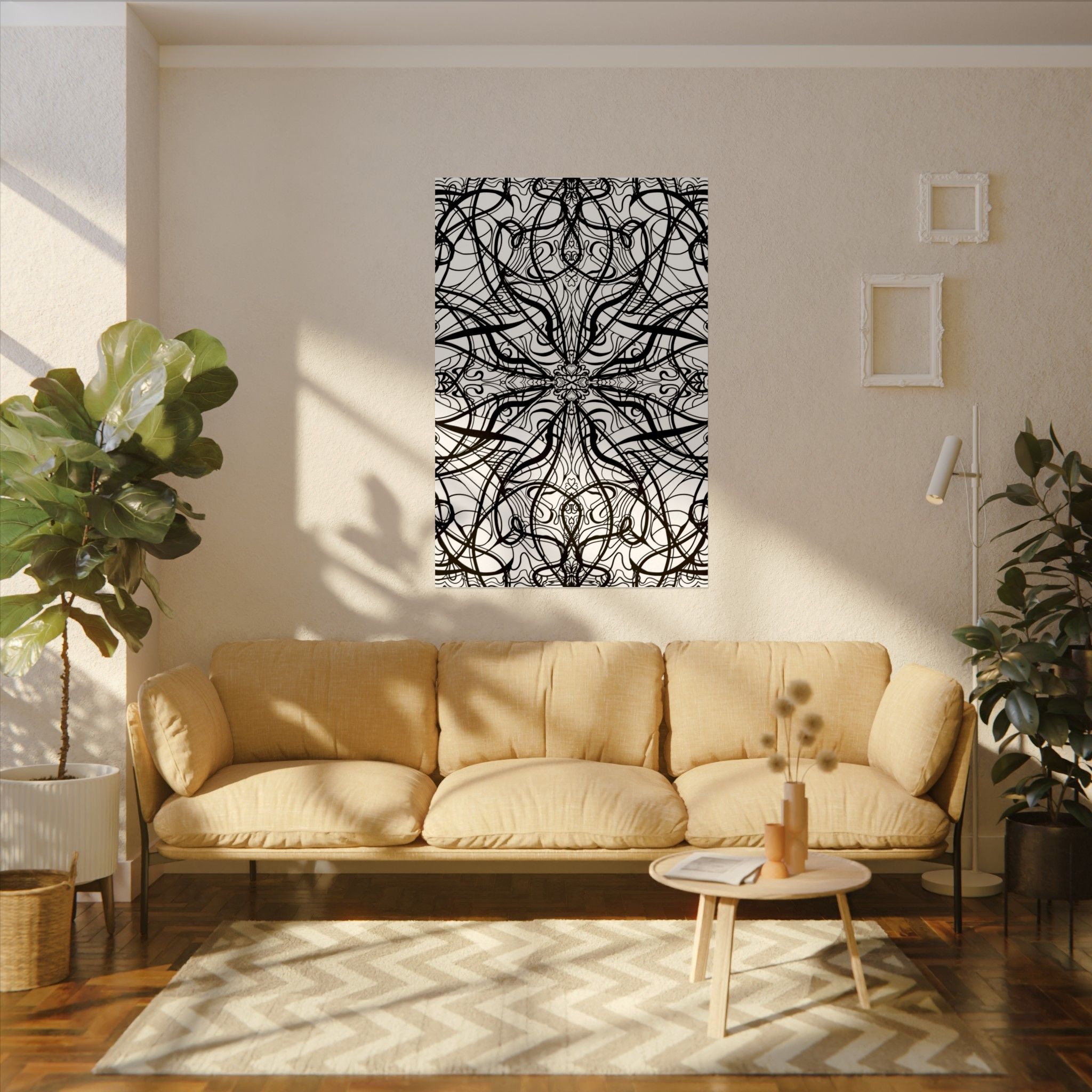 Large Wall Art to Coloring Posters - Large Symmetrical Illustration #119 - Art to Color – Premium Watercolor Coloring Poster (285gsm Cold Press Paper) 16x24, 24x36 & Huge 36"x54" inches