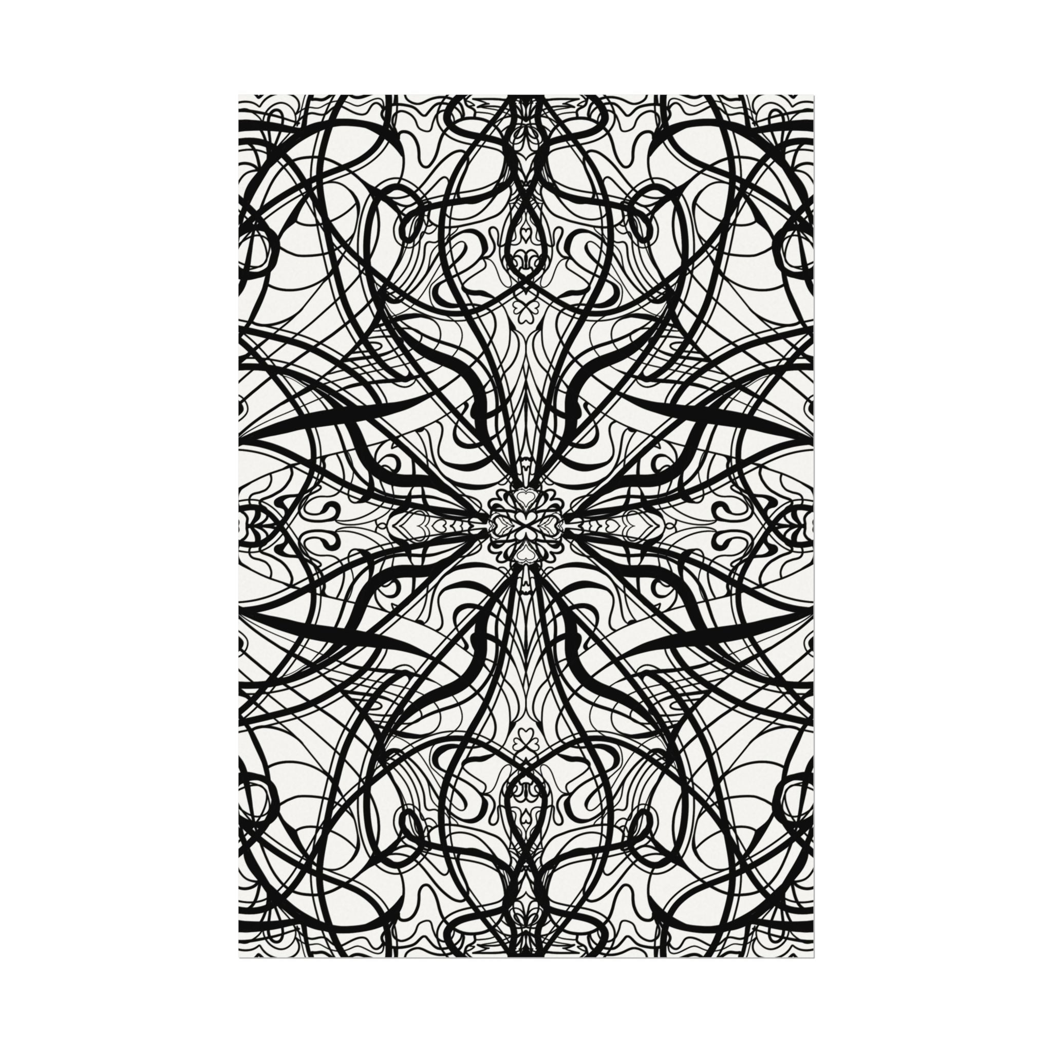 Large Wall Art to Coloring Posters - Large Symmetrical Illustration #119 - Art to Color – Premium Watercolor Coloring Poster (285gsm Cold Press Paper) 16x24, 24x36 & Huge 36"x54" inches
