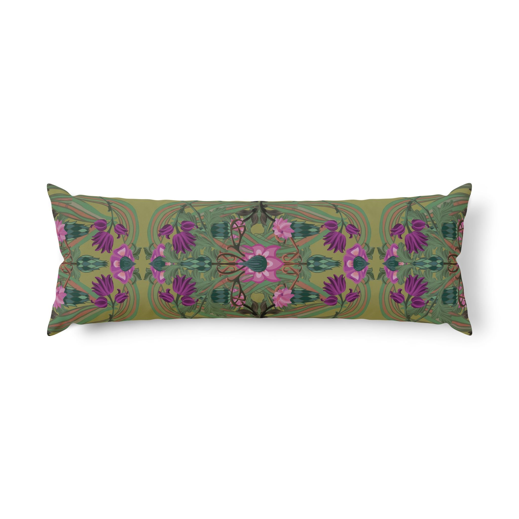 Boho Art Deco in Olive Body Pillow — Support Cushion