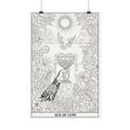 Ace of Cups Tarot Coloring Poster — Large Textured Watercolor Matte Wall Art (16x24, 24x36, 36x54)
