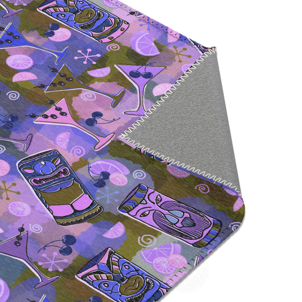 Kitschy Tiki Grape Area Rug — Distressed Ornamental Accent Rug for Living Room, She-Sheds & Man Caves