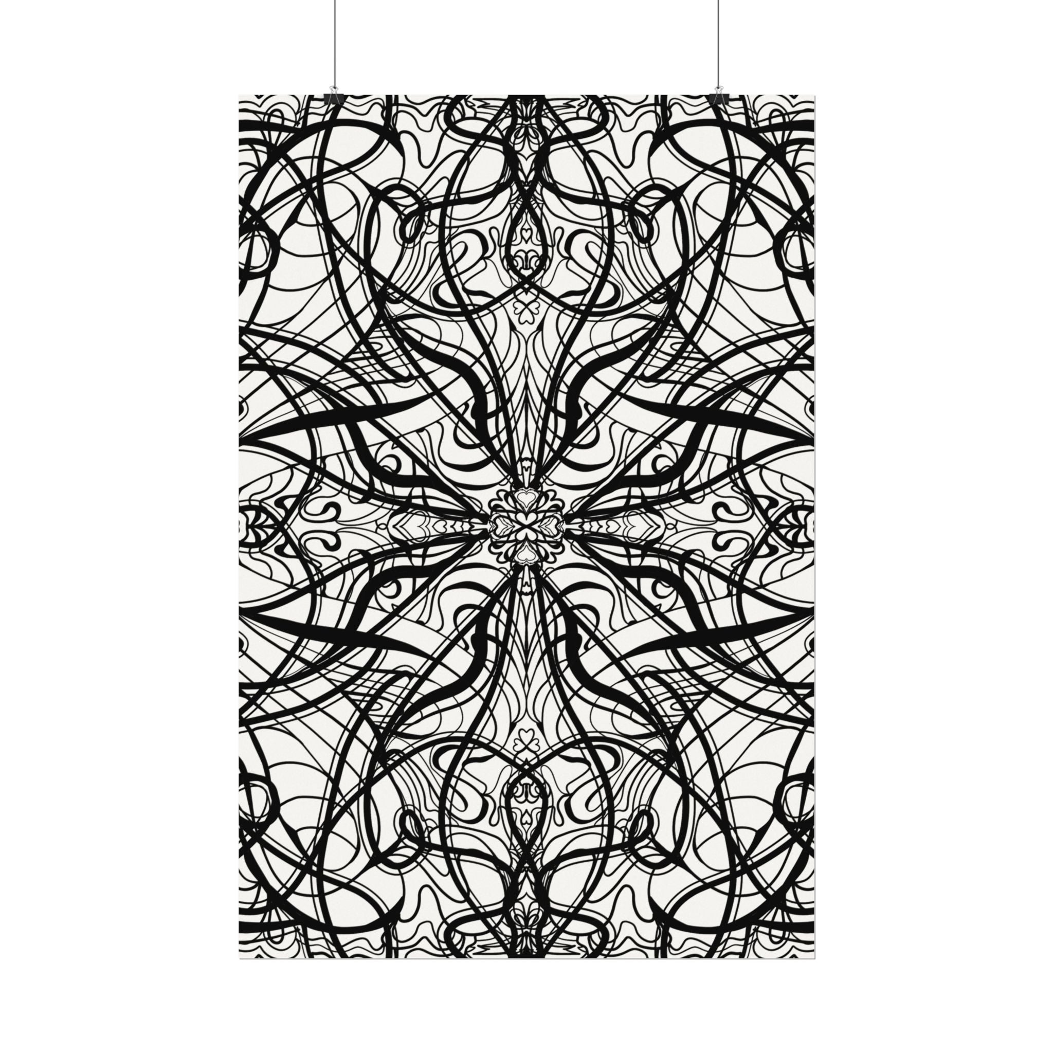 Large Wall Art to Coloring Posters - Large Symmetrical Illustration #119 - Art to Color – Premium Watercolor Coloring Poster (285gsm Cold Press Paper) 16x24, 24x36 & Huge 36"x54" inches