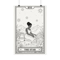 Star Tarot Card Coloring Poster — Textured Watercolor Matte Wall Art (Large)