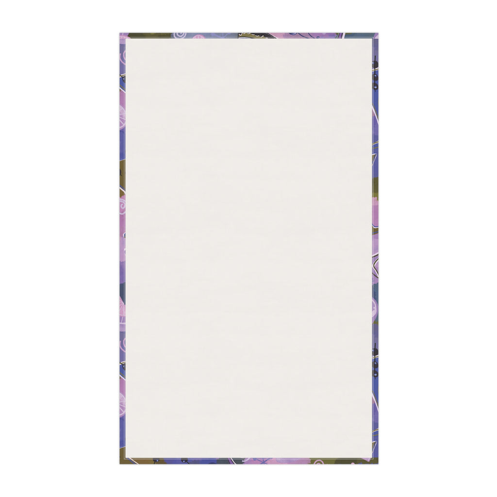 Kitschy Tiki Bar Tea Towel — Mid-Century in Grape and Sage Kitchen Dish Towel