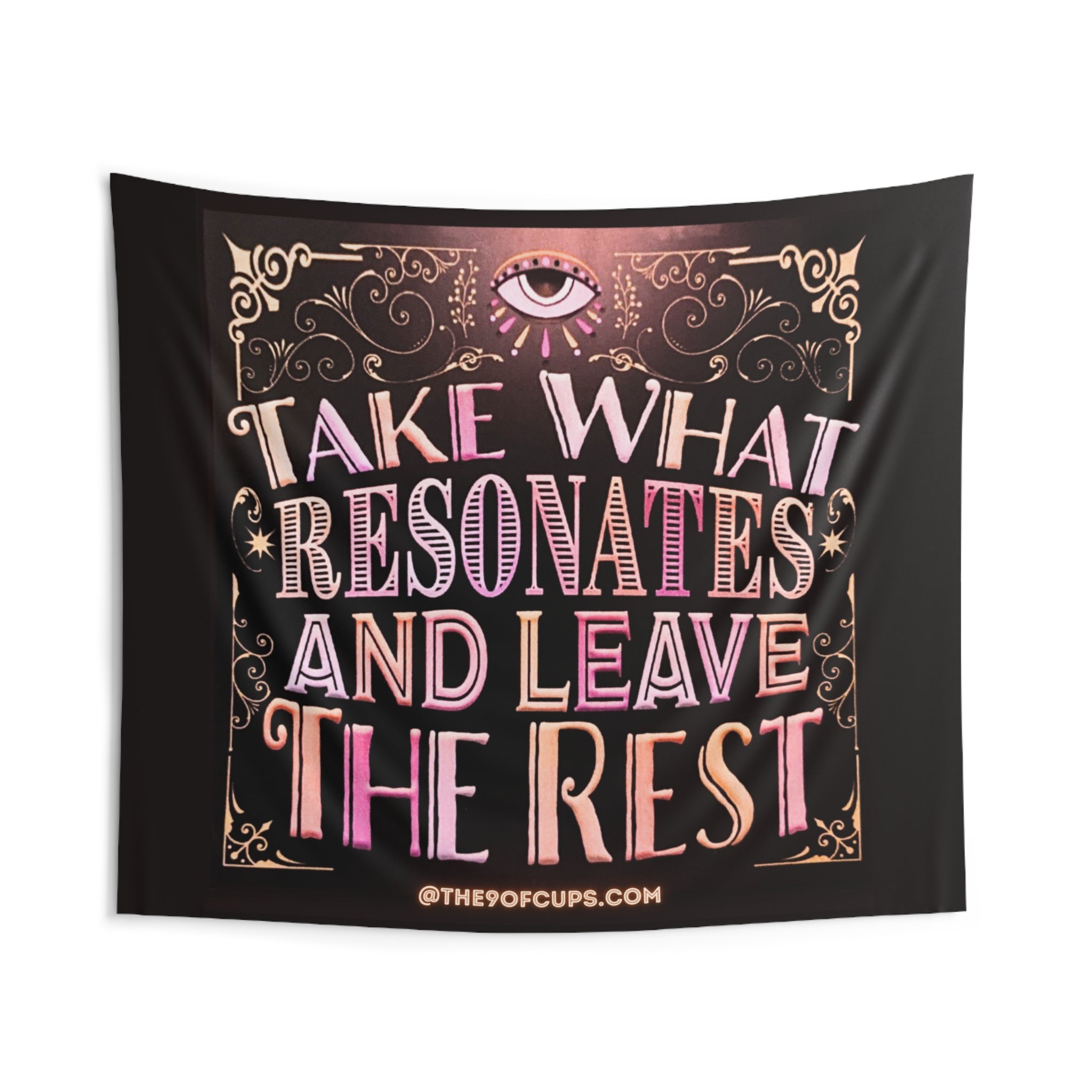 Motivational Wall Tapestry — "Take What Resonates and Leave the Rest" Tarot Quote - Perfect for Readers, Alters, Bedrooms, Psychic Craft Fairs