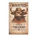 Retro Western Funny Bull Thief Farmhouse Tea Towel — Design by Leah Quinn©