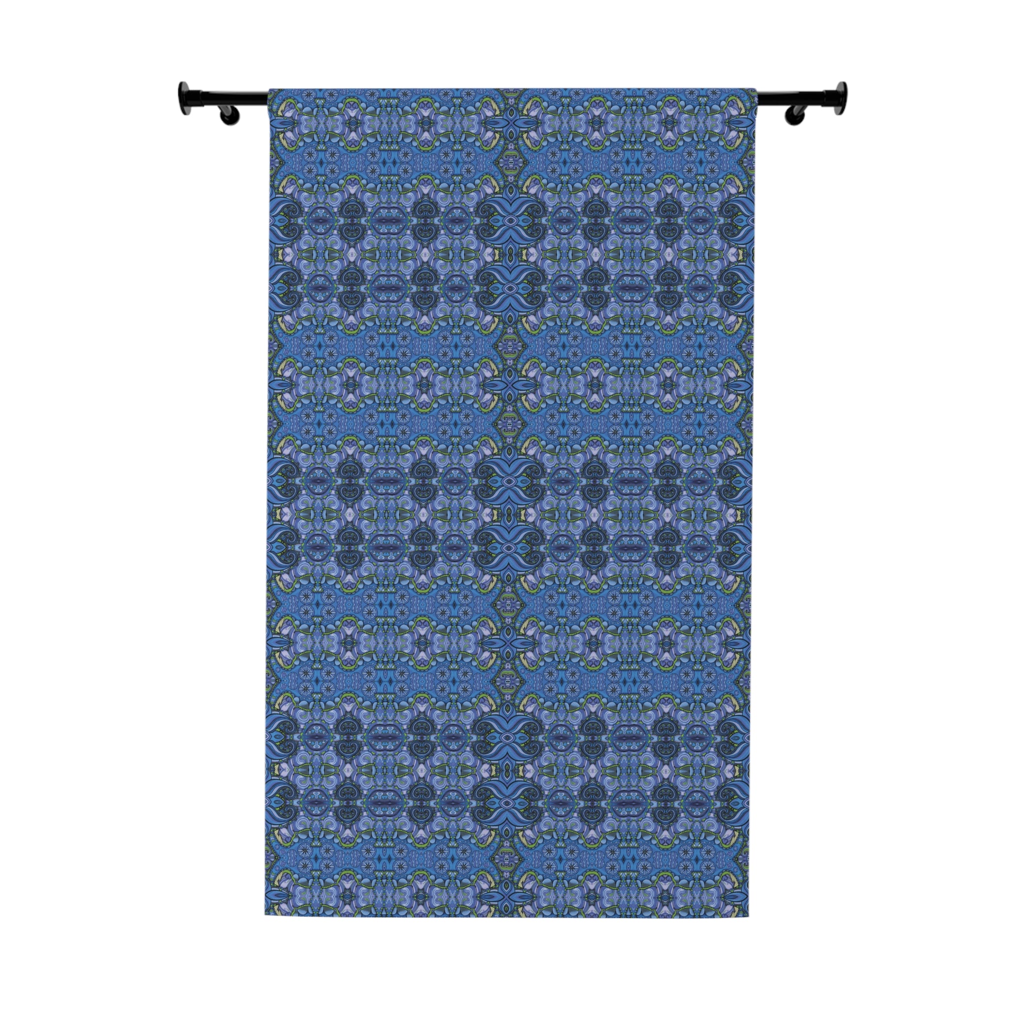 Boho Paisley Blackout Curtain — Deep Sky Blue (50×84", Single Panel)