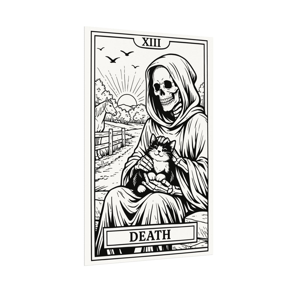 Death Tarot Coloring Poster — Textured Watercolor Matte Wall Art (Large)