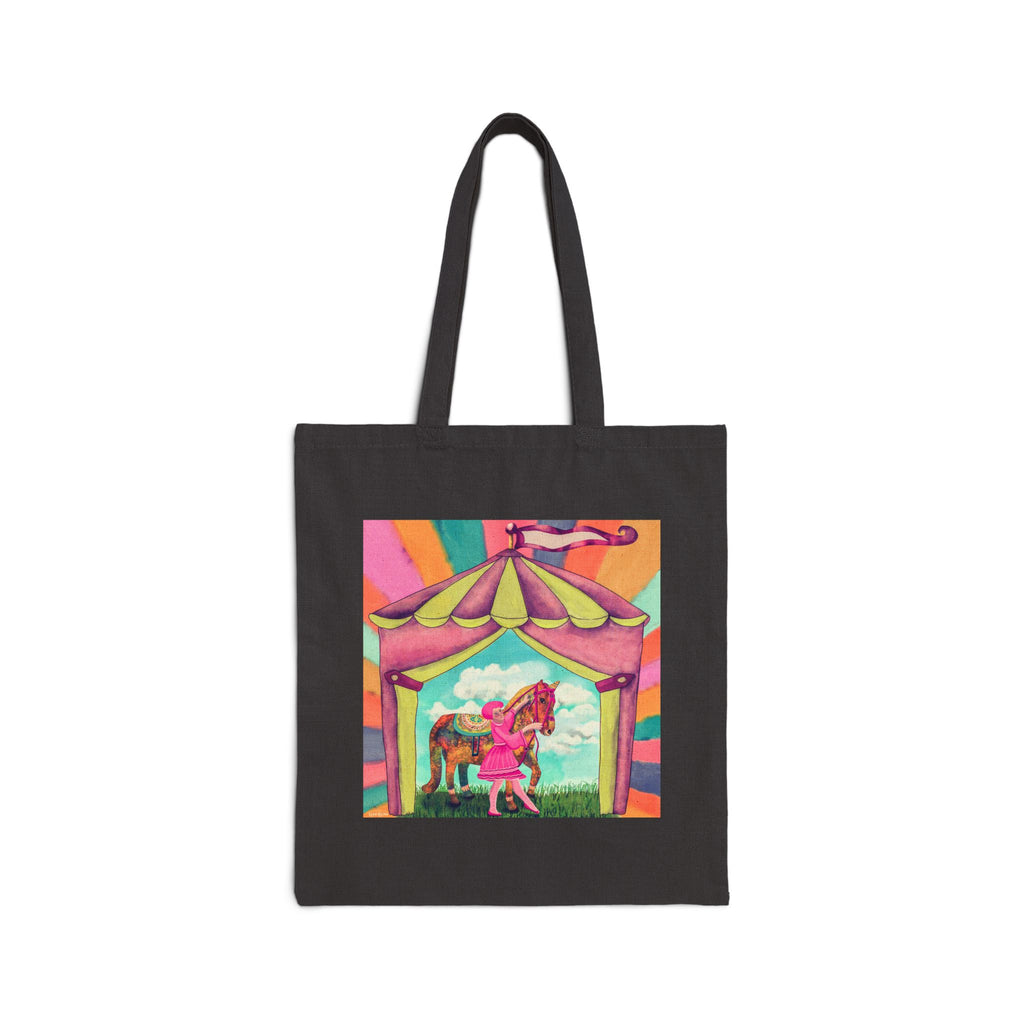 Unicorn at the Circus Floral Canvas Tote Bag — Vibrant Cotton Shopper