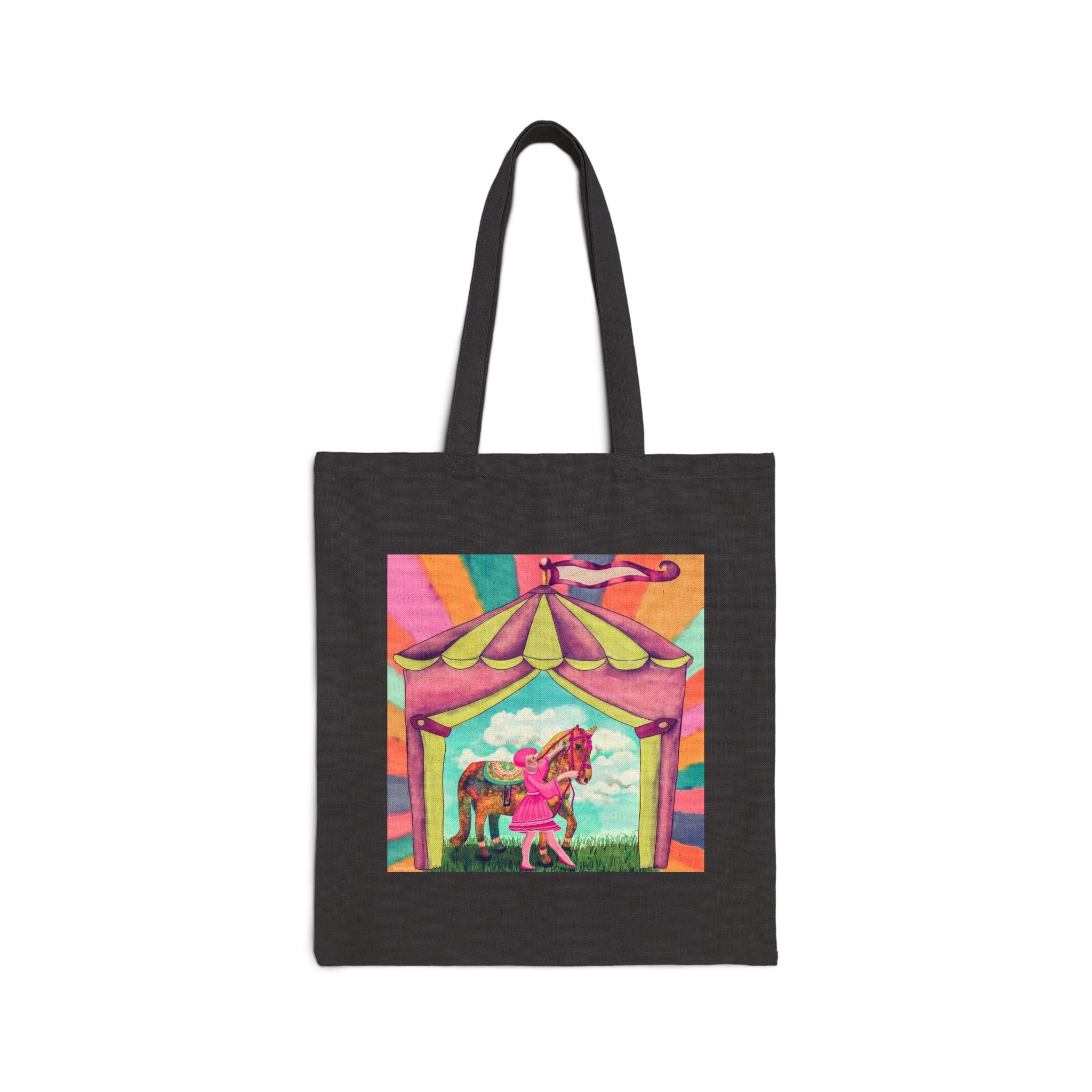 Unicorn at the Circus Floral Canvas Tote Bag — Vibrant Cotton Shopper