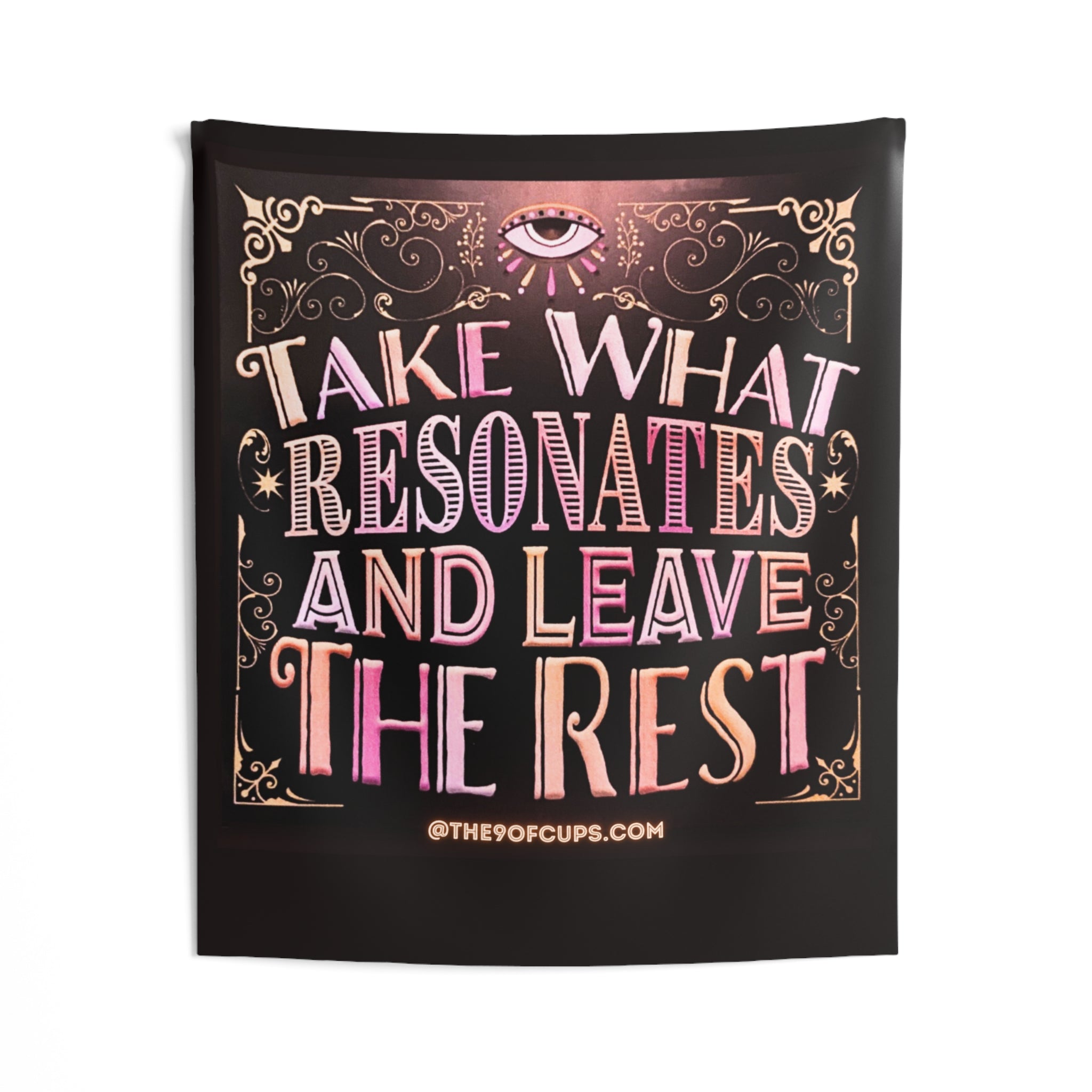 Motivational Wall Tapestry — "Take What Resonates and Leave the Rest" Tarot Quote - Perfect for Readers, Alters, Bedrooms, Psychic Craft Fairs
