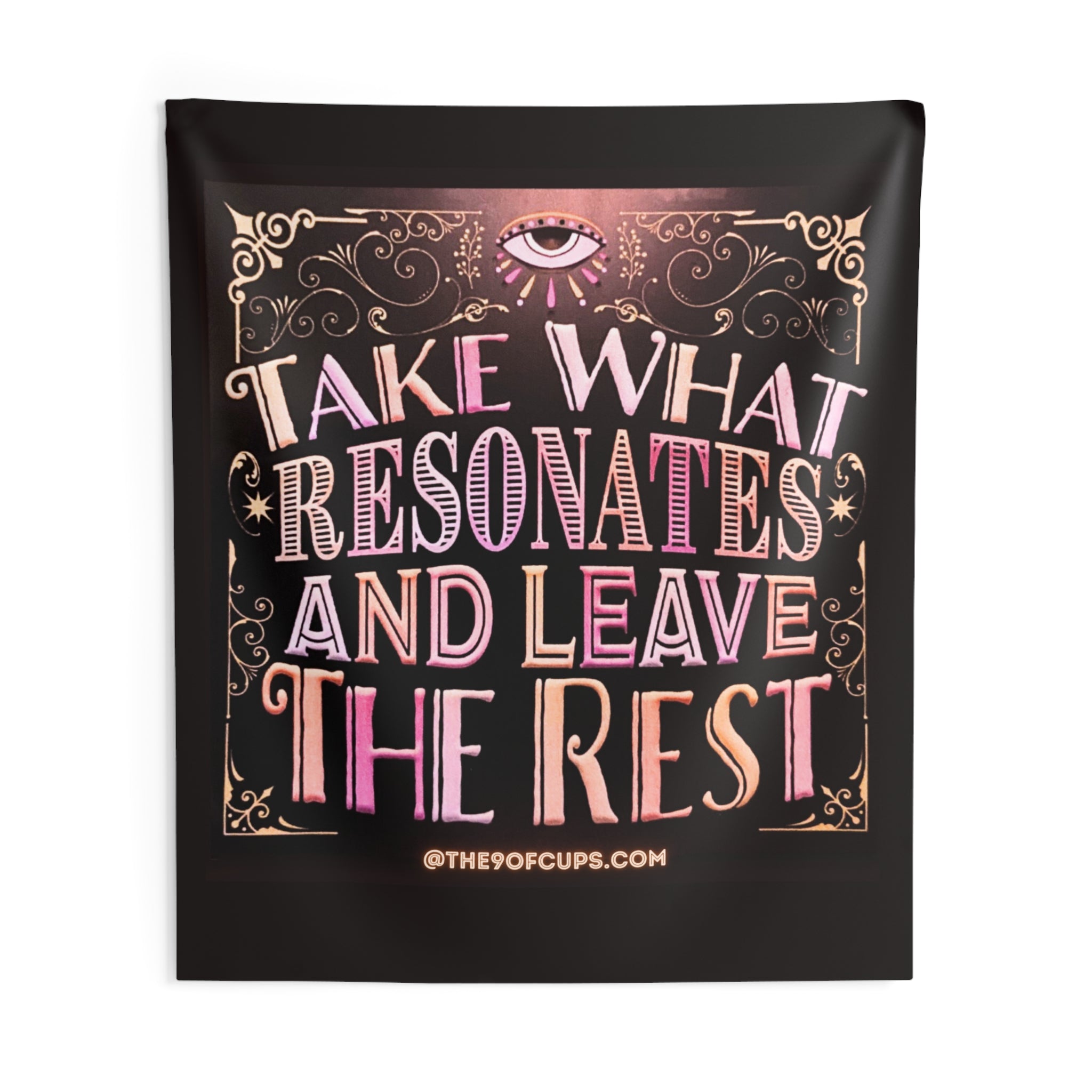 Motivational Wall Tapestry — "Take What Resonates and Leave the Rest" Tarot Quote - Perfect for Readers, Alters, Bedrooms, Psychic Craft Fairs