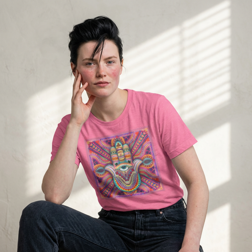 Hamsa Protection T-Shirt — Hand-Drawn Leah Quinn Spiritual Tee