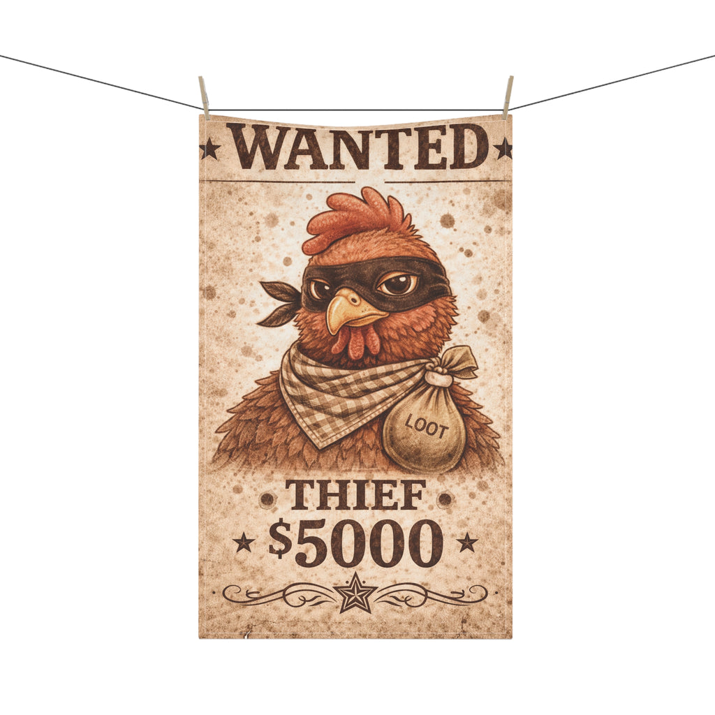 Retro Western Funny Chicken Farmhouse Tea Towel — Design by Leah Quinn©