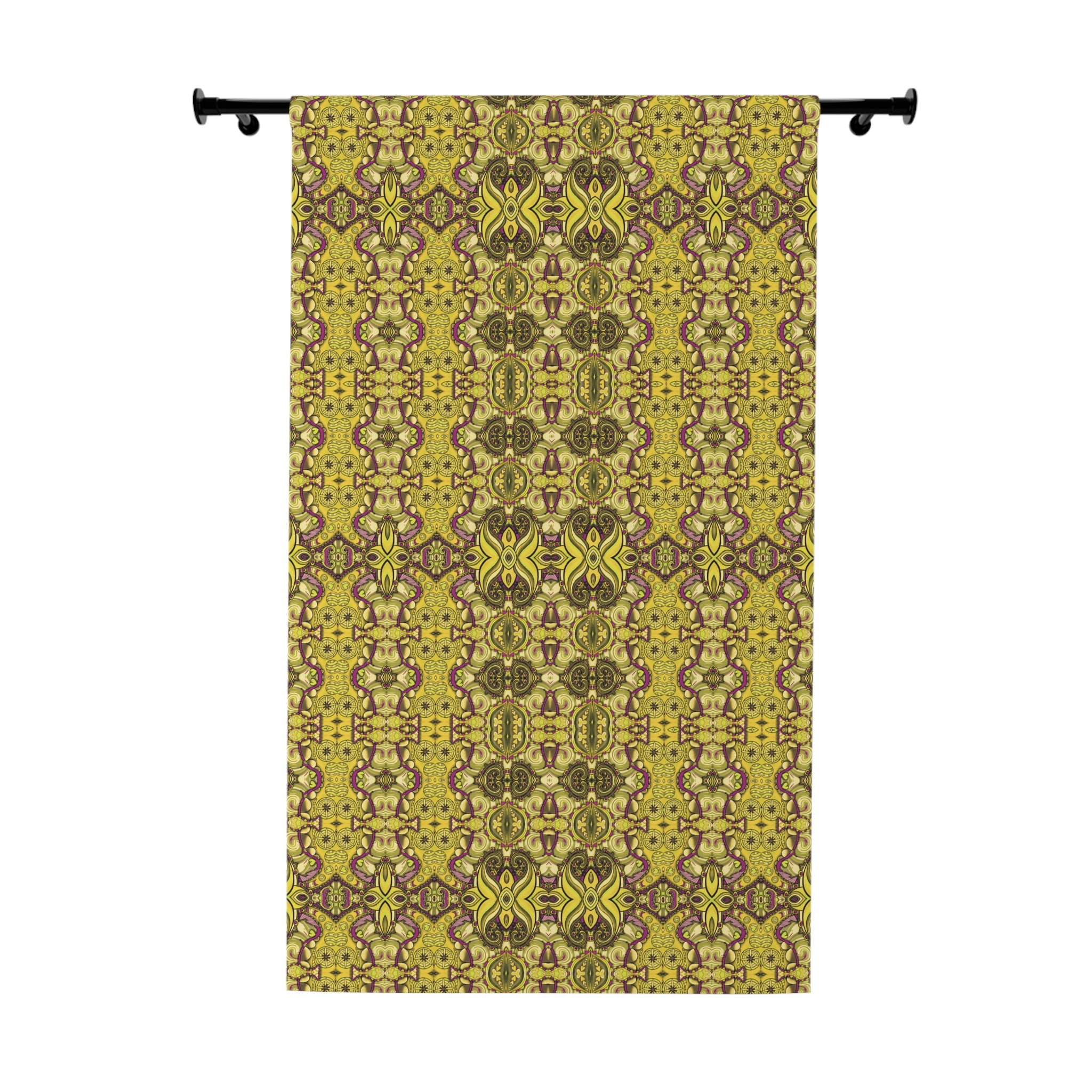 Boho Paisley Blackout Curtain — in Natural Mustards (50×84", Single Panel)