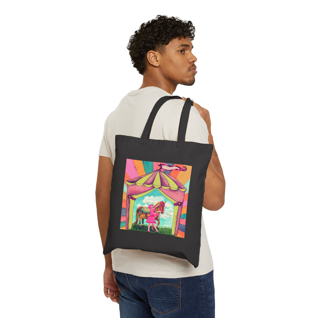 Unicorn at the Circus Floral Canvas Tote Bag — Vibrant Cotton Shopper