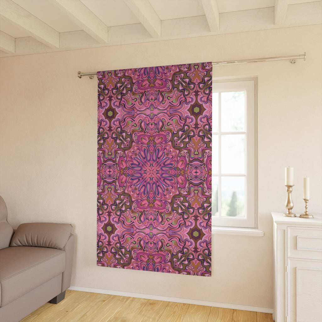 Mod Boho Dreams Blackout Curtain — in Magentas and Sepia (50×84", Single Panel)