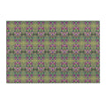 Boho Art Deco Moss & Purple Area Rug — Distressed Ornamental Accent Rug