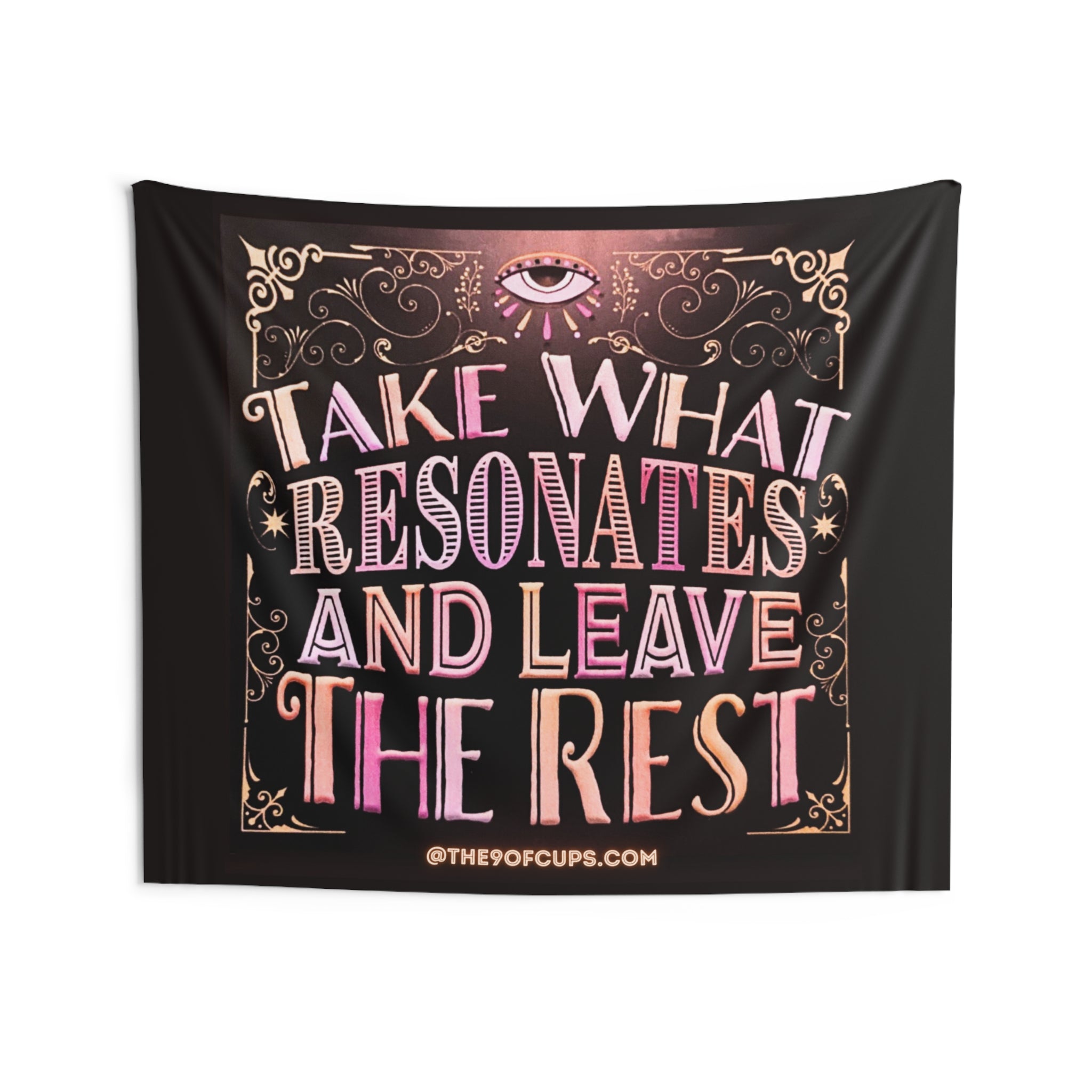 Motivational Wall Tapestry — "Take What Resonates and Leave the Rest" Tarot Quote - Perfect for Readers, Alters, Bedrooms, Psychic Craft Fairs
