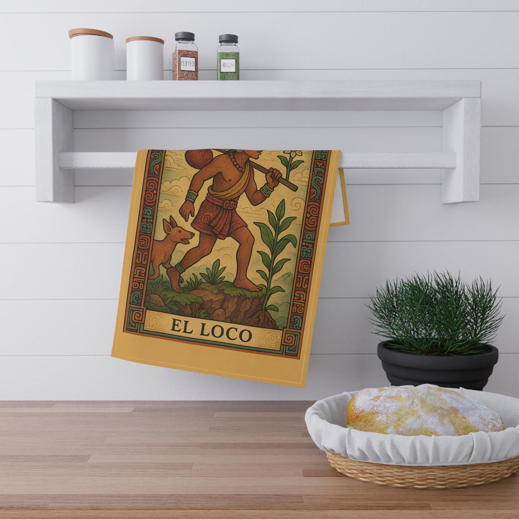 El Loco - The Fool Tarot Card Kitchen Tea Towel — Aztec Inspired by Leah Quinn Design©
