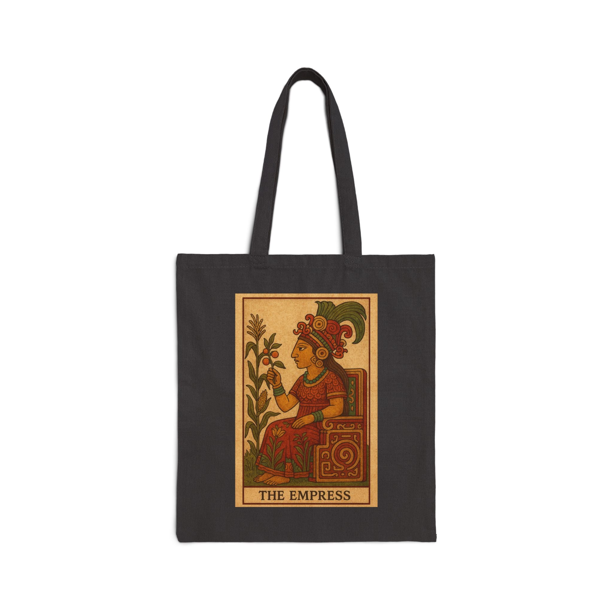The Empress Mayan Tarot Card Canvas Tote Bag — Cotton Shopping Tote