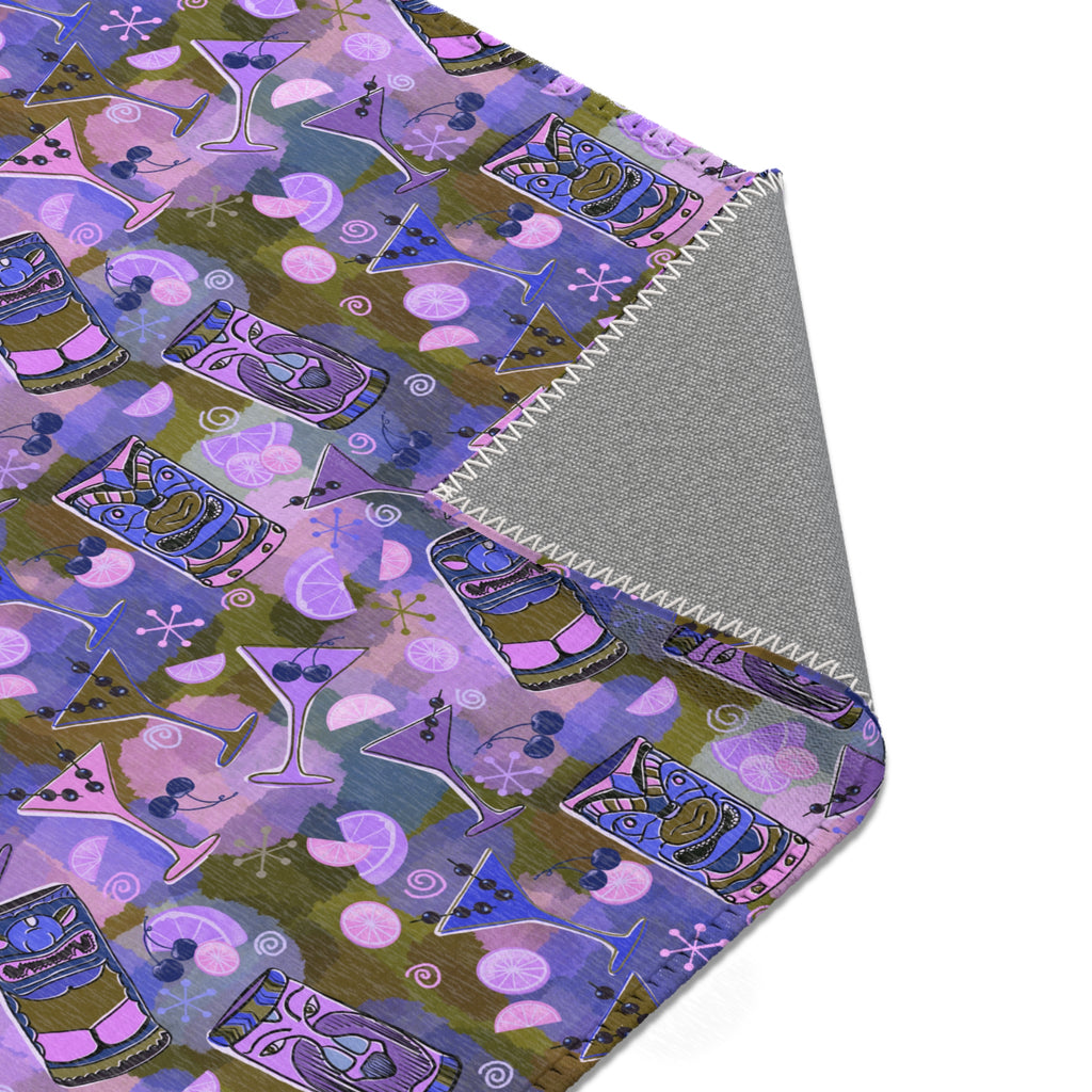 Kitschy Tiki Grape Area Rug — Distressed Ornamental Accent Rug for Living Room, She-Sheds & Man Caves