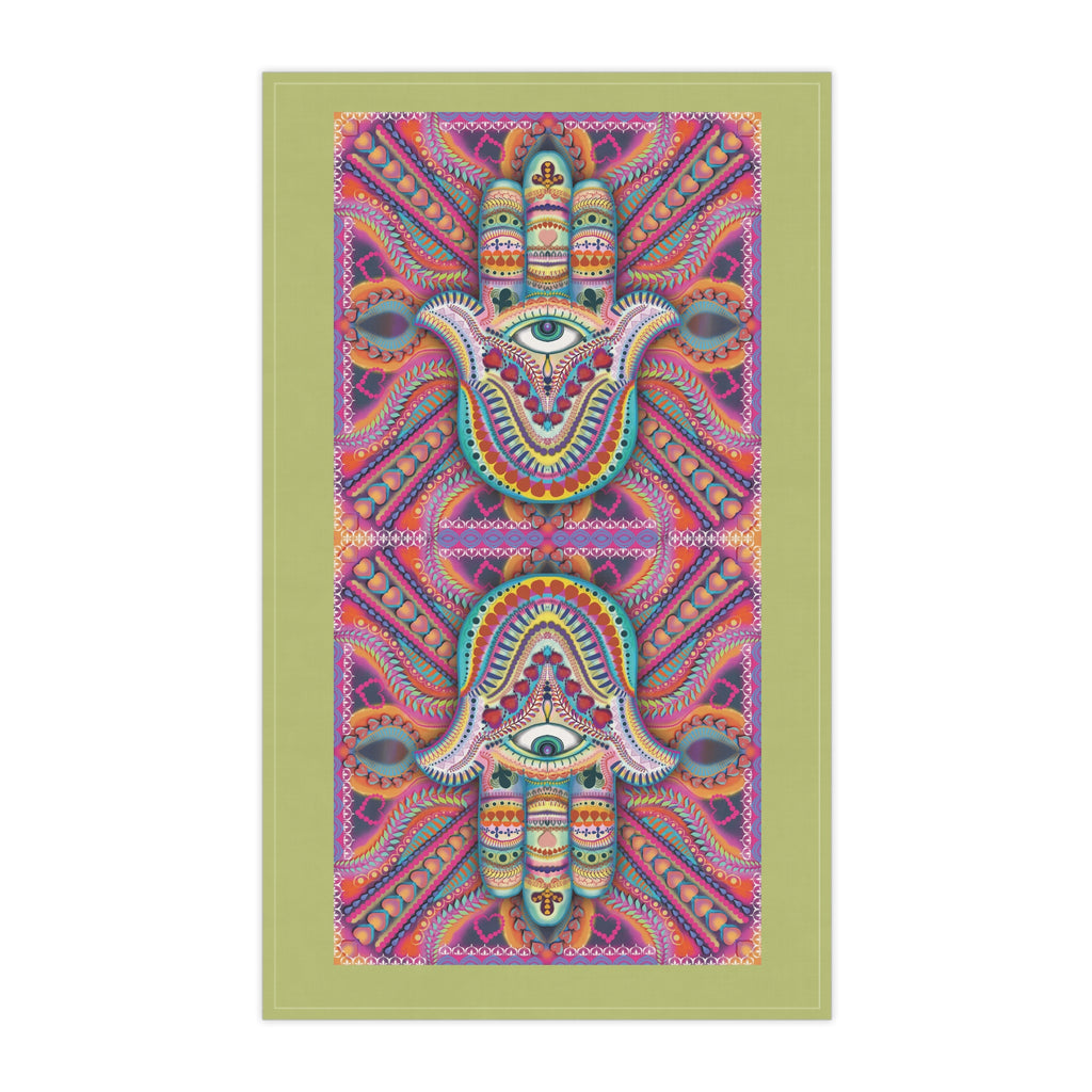 Hamsa Kitchen Tea Towel — 'Protects from Evil Eye' Dish Towel (Hamsa Number 3 Design) in my Hamsa Home Decor Collection
