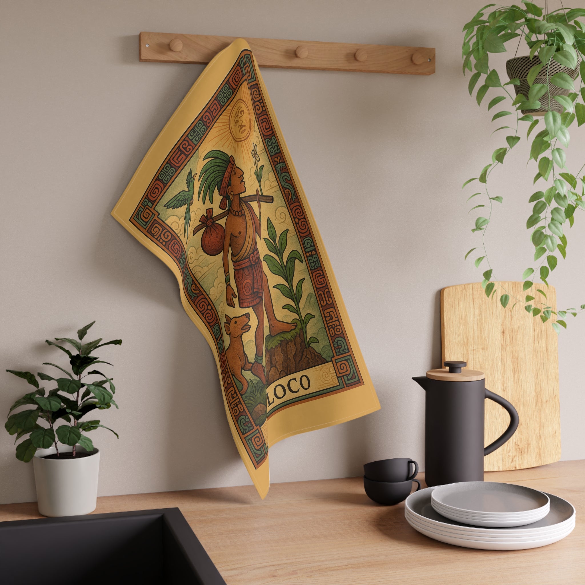 El Loco - The Fool Tarot Card Kitchen Tea Towel — Aztec Inspired by Leah Quinn Design©