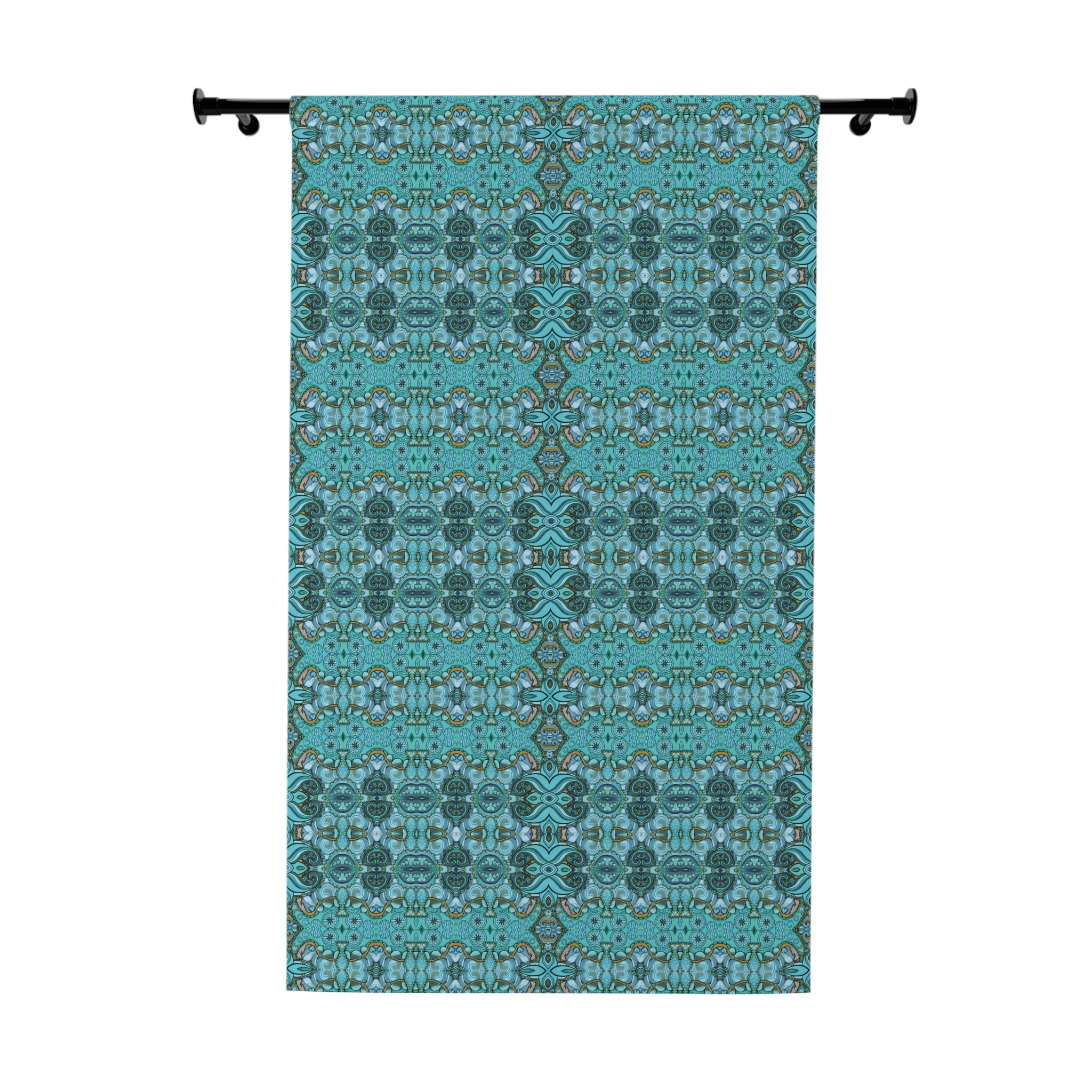 Boho Paisley Blackout Curtain — Turquoise, Antique Pink & Sage (50×84", Single Panel)