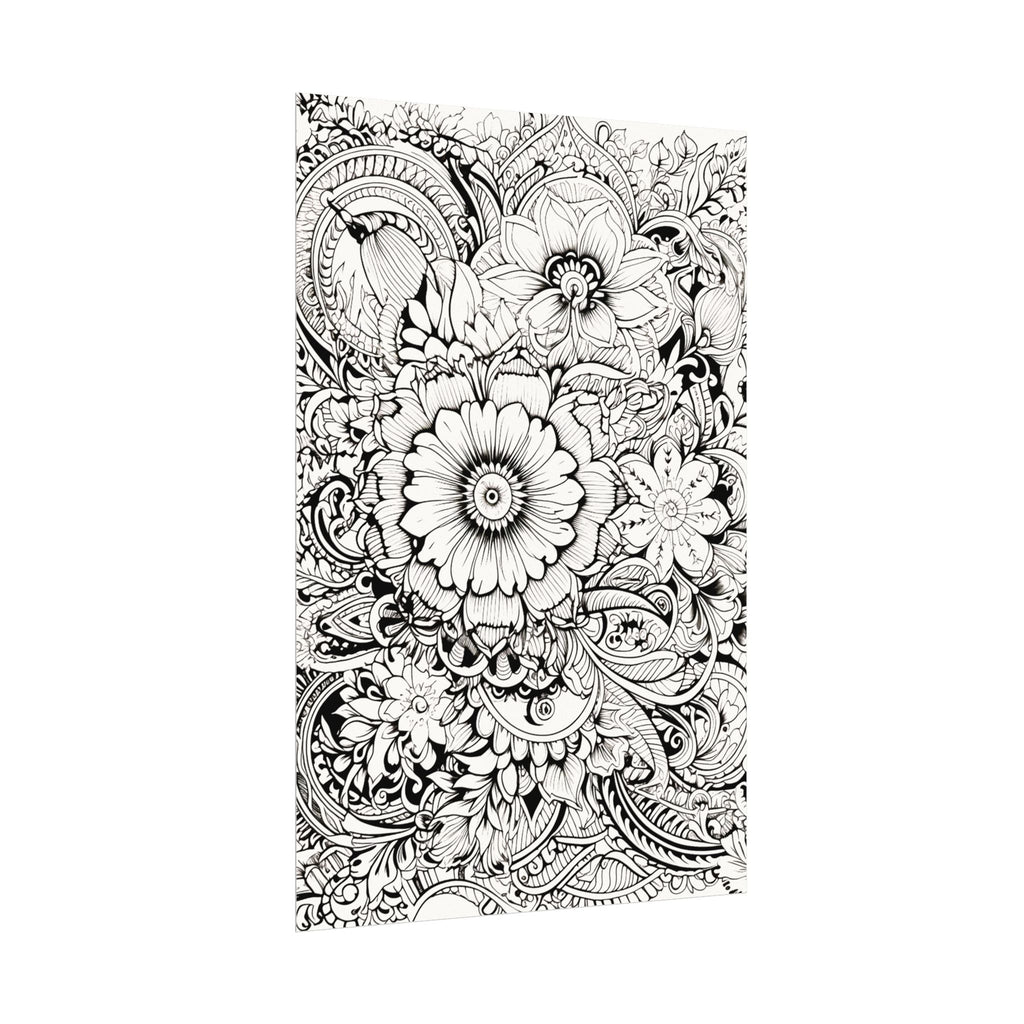 Boho Flower Number 6 Jumbo Coloring Poster — Textured Watercolor Matte Print 36x48 inch/ 20x30 inch