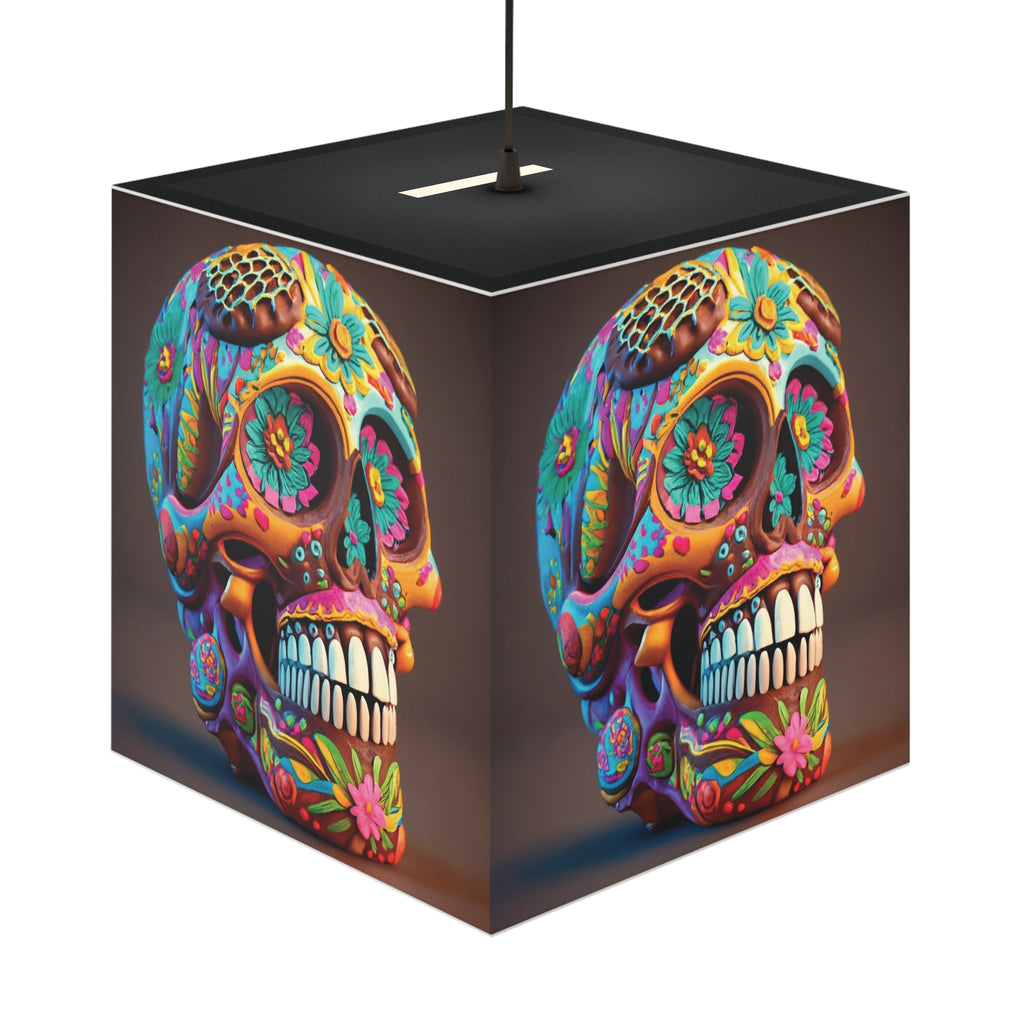 Colorful Skull Light Cube Lamp, Boho Decor, Unique Home Accents, Day of the Dead, Festival Lighting, Artistic Gift Idea