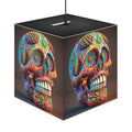 Colorful Skull Light Cube Lamp, Boho Decor, Unique Home Accents, Day of the Dead, Festival Lighting, Artistic Gift Idea