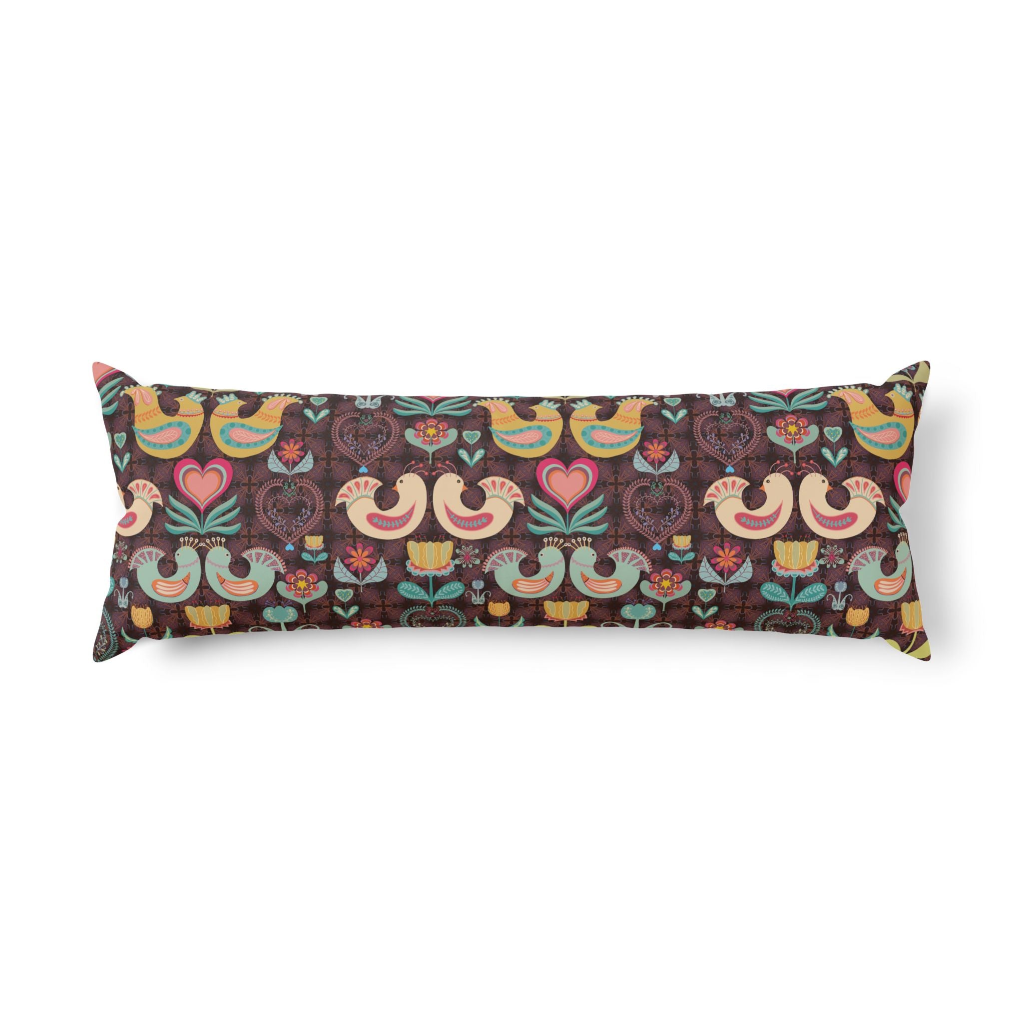 Bohemian Floral Folk Farmhouse Body Pillow — Support Cushion