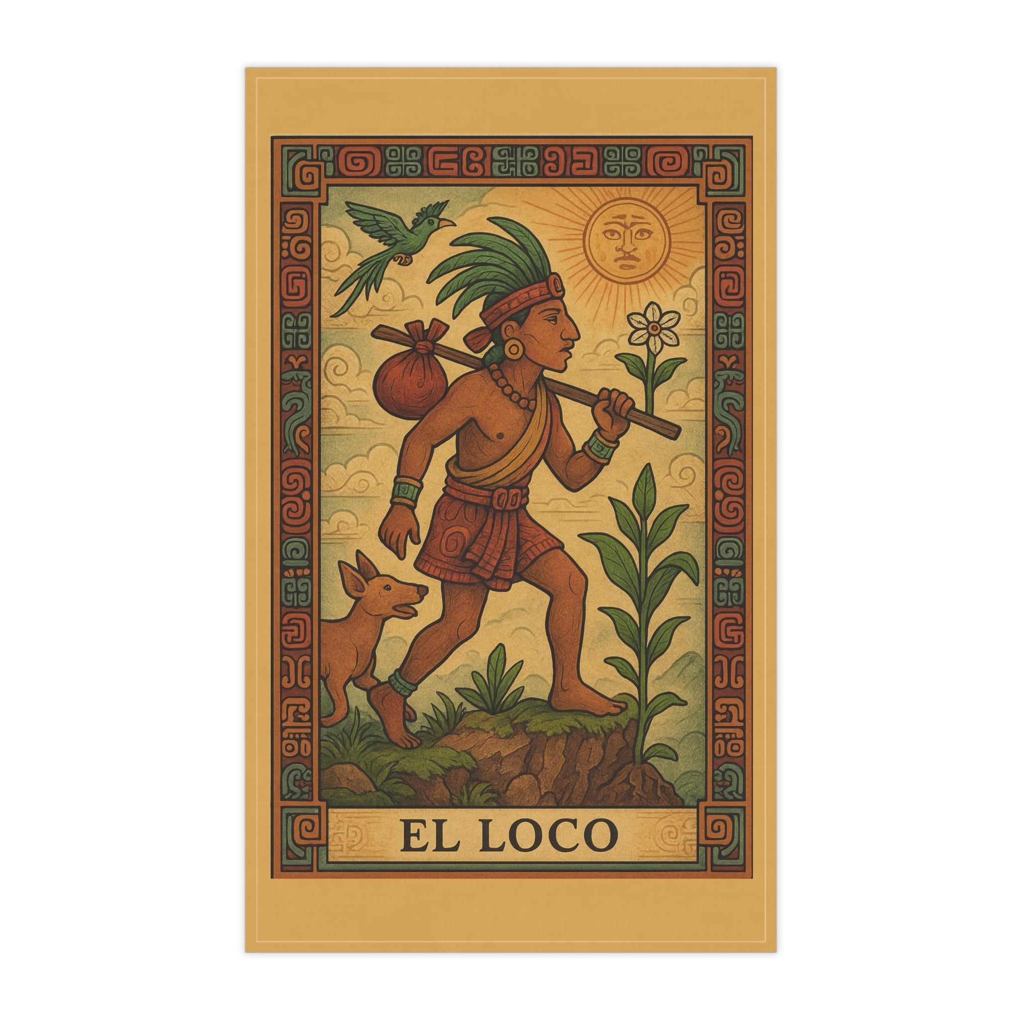 El Loco - The Fool Tarot Card Kitchen Tea Towel — Aztec Inspired by Leah Quinn Design©
