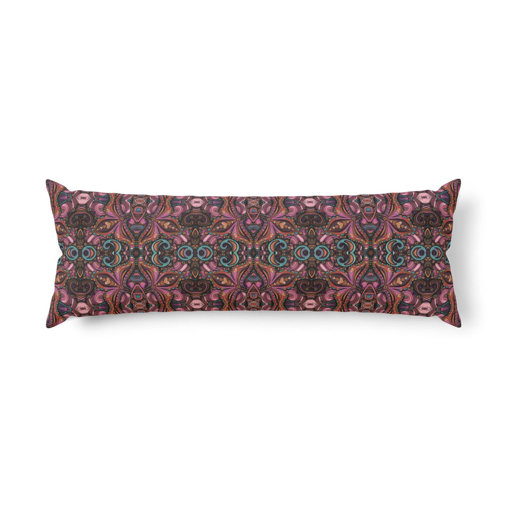 Bohemian Floral 'Sabrina' Body Pillow — Pink & Teal Kaleidoscope Support Cushion