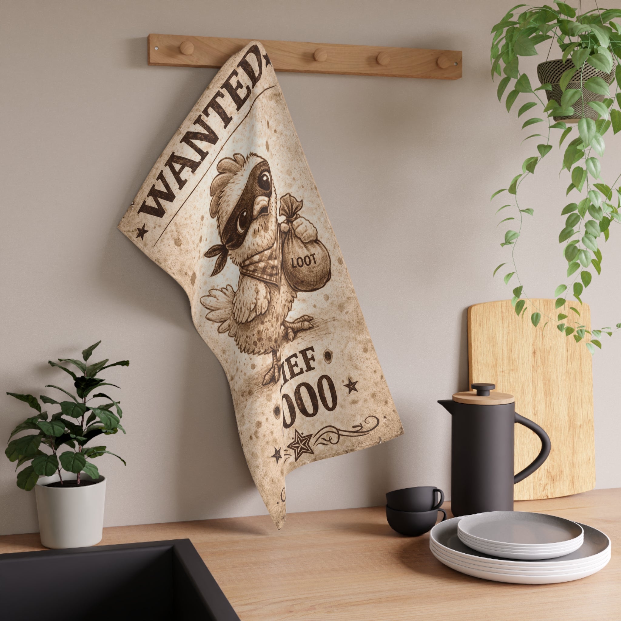Retro Western Funny Young Chick Farmhouse Tea Towel — Design by Leah Quinn©